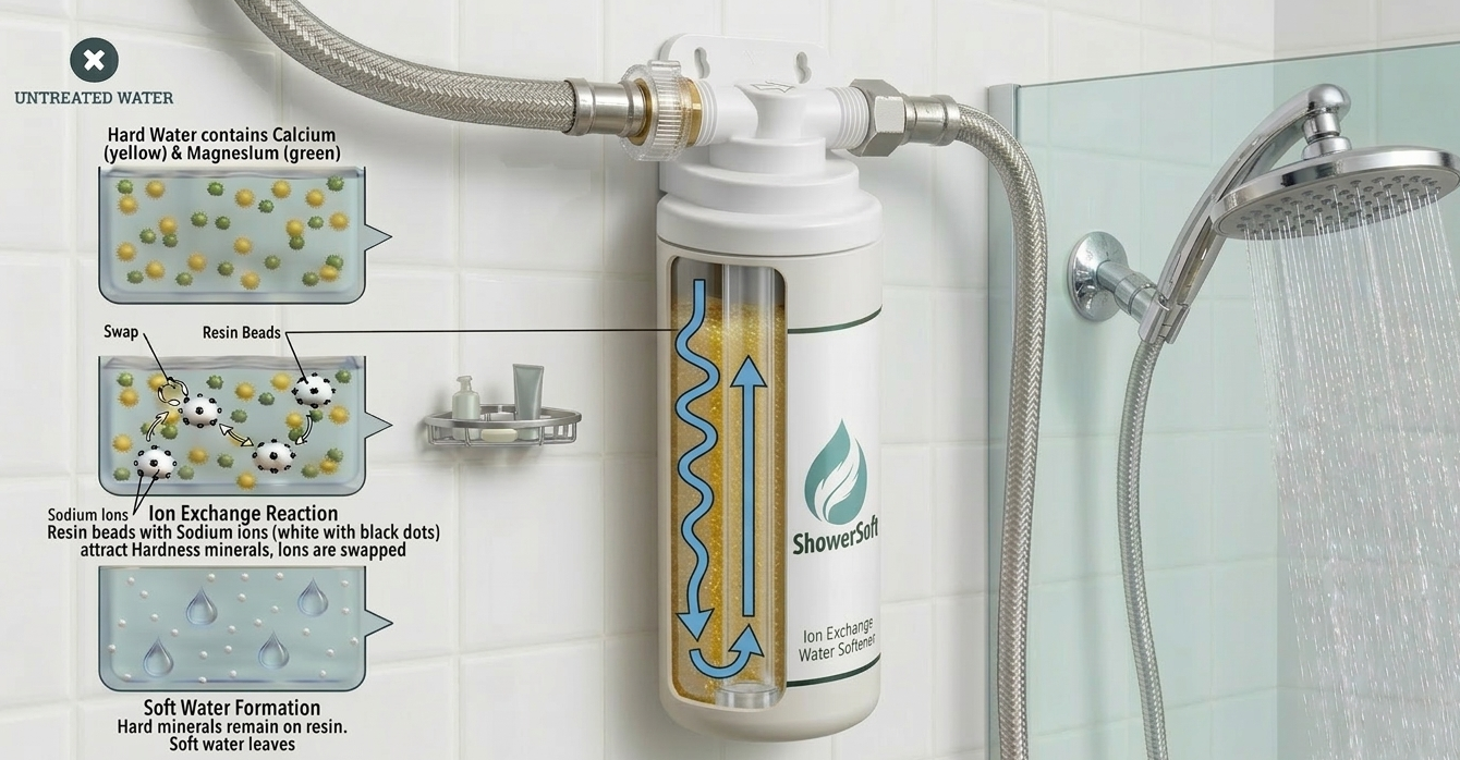 Ion exchange process diagram